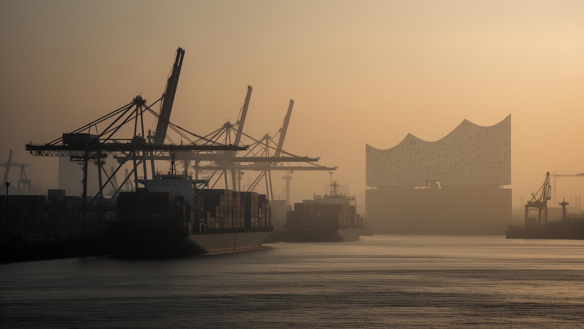 Hamburg Hafen im Morgenlicht